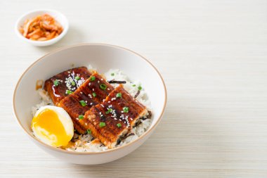 Yılan balığı pirinç kasesi veya unagi pirinç kasesi - Japon yemek tarzı.