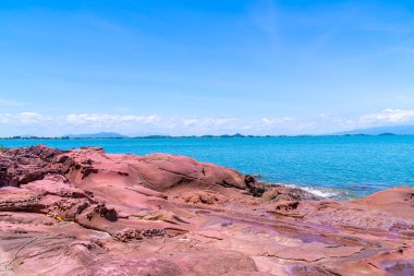 The Pink Coast or Lan Him Chomphu with sea background at Chanthaburi in Thailand