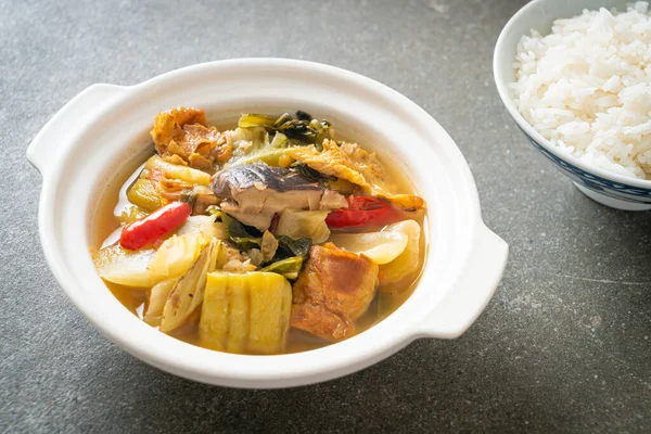 Stock image boiled pickled cabbage and bitter gourd soup - Asian and vegan and vegetarian food style