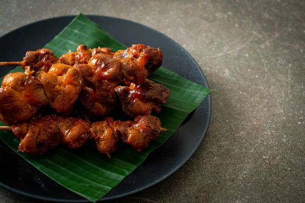 Grilled Chicken Gizzard Skewer Asian Street Food Style — Stock Photo, Image