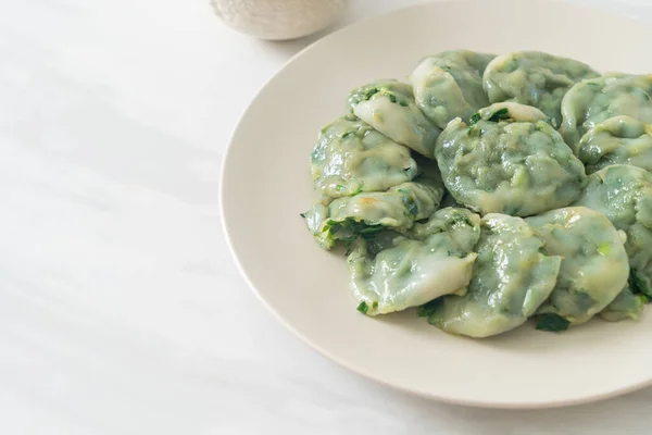 Steamed Chives Dumplings Sauce Asian Food Style — Stock Photo, Image