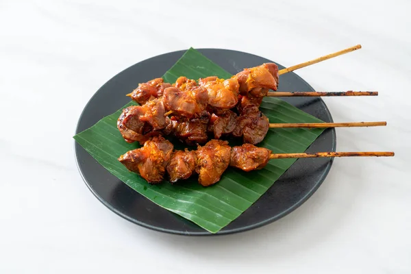 Grillad Kyckling Gizzard Spett Asiatisk Street Food Stil — Stockfoto