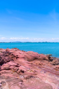 The Pink Coast or Lan Him Chomphu with sea background at Chanthaburi in Thailand