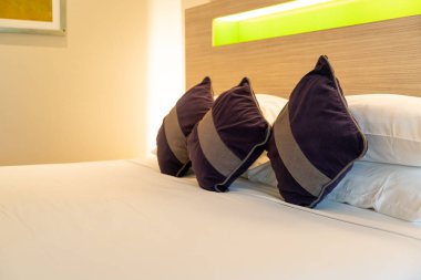 comfortable pillows decorate on bed in bedroom