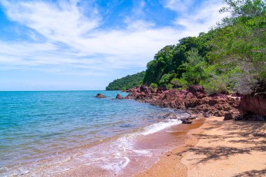 The Pink Coast or Lan Him Chomphu with sea background at Chanthaburi in Thailand
