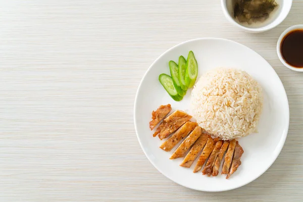 Grilled Chicken Steamed Rice Hainan Style — Foto de Stock