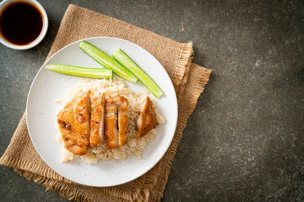 stock image Grilled Chicken with Steamed Rice in Hainan style