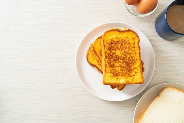 Сніданок Французький Грінок Білій Тарілці — стокове фото