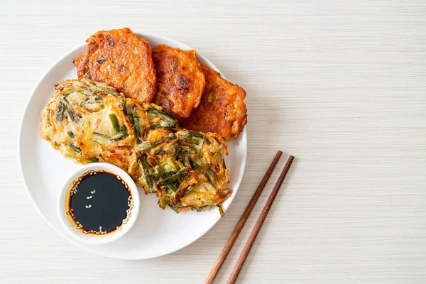 Pajeon or Korean pancake and Korean Kimchi pancake or Kimchijeon - Korean traditional food style