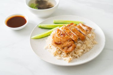 Grilled Chicken with Steamed Rice in Hainan style