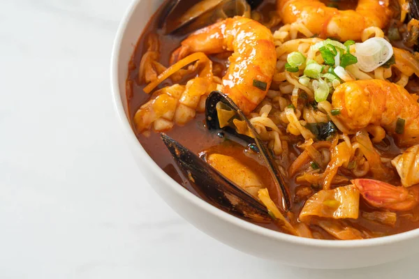 stock image Jjamppong -  Korean Seafood Noodle Soup - Korean food style