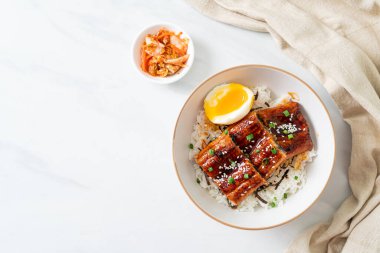 Yılan balığı pirinç kasesi veya unagi pirinç kasesi - Japon yemek tarzı.