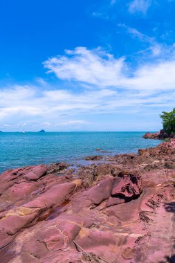The Pink Coast or Lan Him Chomphu with sea background at Chanthaburi in Thailand