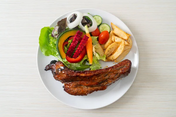 Grill Barbecue Pork Spare Ribs Vegetables — Stock Photo, Image