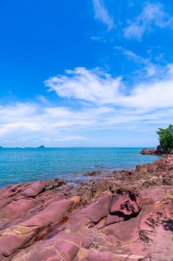 The Pink Coast or Lan Him Chomphu with sea background at Chanthaburi in Thailand