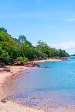 The Pink Coast or Lan Him Chomphu with sea background at Chanthaburi in Thailand