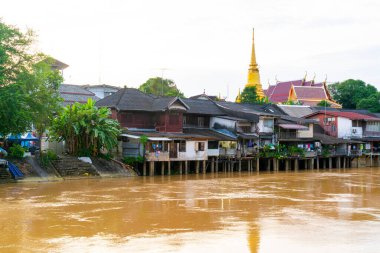The Old Town of Chantaboon waterfront community at Chanthaburi in Thailand