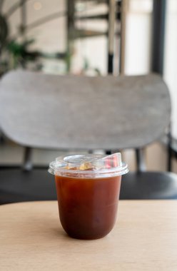 americano coffee or long black coffee in take away glass