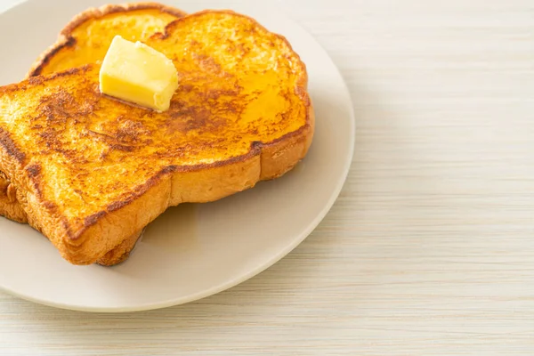Francuski Tosty Masłem Miodem Śniadanie — Zdjęcie stockowe