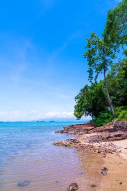 The Pink Coast or Lan Him Chomphu with sea background at Chanthaburi in Thailand