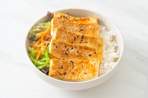 Teriyaki Tofu Rice Bowl Vegan Vegetarian Food Style — Stock Photo, Image