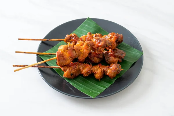 Espetos Moela Frango Grelhado Estilo Asiático Comida Rua — Fotografia de Stock