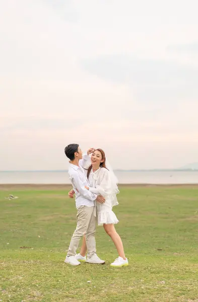 Happy Young Asian Couple Bride Groom Clothing Ready Marry Wedding — Foto de Stock