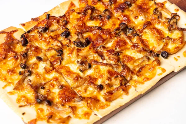 Пицца Грибами Тарт Деревянной Доске — стоковое фото