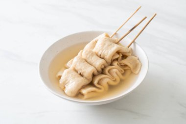 Odeng - Korean fish cake skewer in soup - Korean street food style