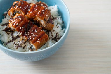 Yılan balığı pirinç kasesi veya unagi pirinç kasesi - Japon yemek tarzı.