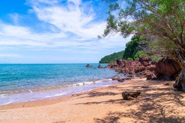 The Pink Coast or Lan Him Chomphu with sea background at Chanthaburi in Thailand
