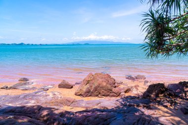 The Pink Coast or Lan Him Chomphu with sea background at Chanthaburi in Thailand