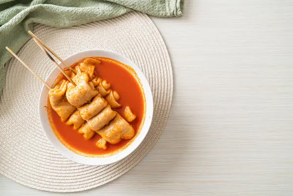 Odeng Sate Kue Ikan Korea Dalam Sup Pedas Gaya Makanan Stok Gambar