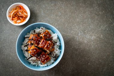 Yılan balığı pirinç kasesi veya unagi pirinç kasesi - Japon yemek tarzı.