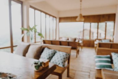 Soyut bulanık otel lobisi ve arka plan için restoran