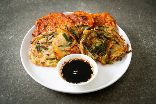 stock image Pajeon or Korean pancake and Korean Kimchi pancake or Kimchijeon - Korean traditional food style