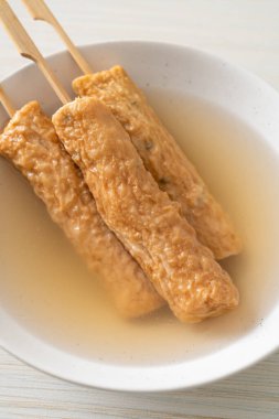 Odeng - Korean fish cake skewer in soup - Korean street food style