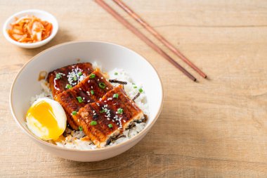 Yılan balığı pirinç kasesi veya unagi pirinç kasesi - Japon yemek tarzı.