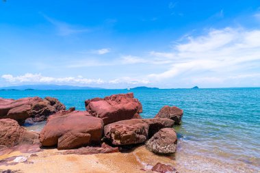 The Pink Coast or Lan Him Chomphu with sea background at Chanthaburi in Thailand