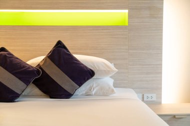comfortable pillows decorate on bed in bedroom