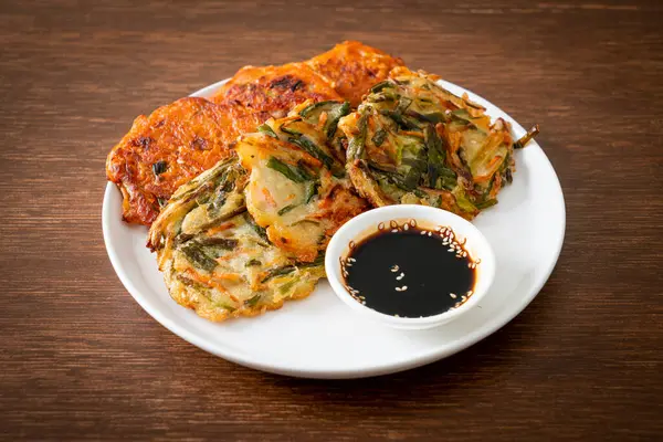 stock image Pajeon or Korean pancake and Korean Kimchi pancake or Kimchijeon - Korean traditional food style