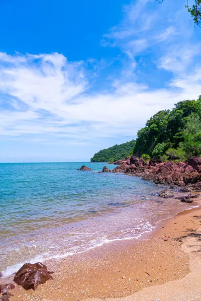 The Pink Coast or Lan Him Chomphu with sea background at Chanthaburi in Thailand