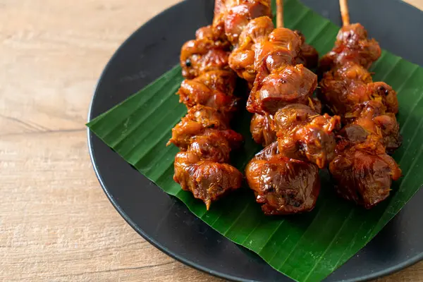 stock image grilled chicken gizzard skewer - Asian street food style