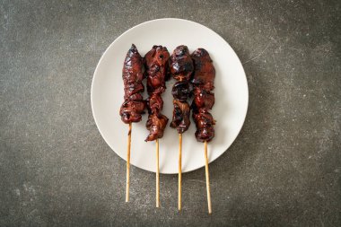 grilled chicken liver skewer yakitori serve in izakaya style - Asian food style clipart