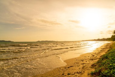 beautiful sea beach with sunset or sunrise time