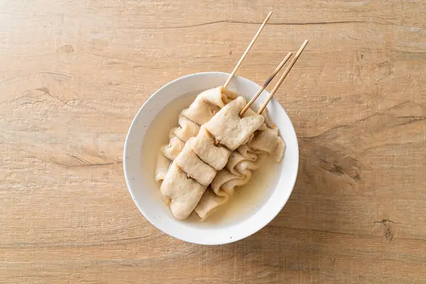 Odeng - Korean fish cake skewer in soup - Korean street food style