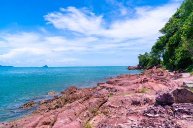 The Pink Coast or Lan Him Chomphu with sea background at Chanthaburi in Thailand