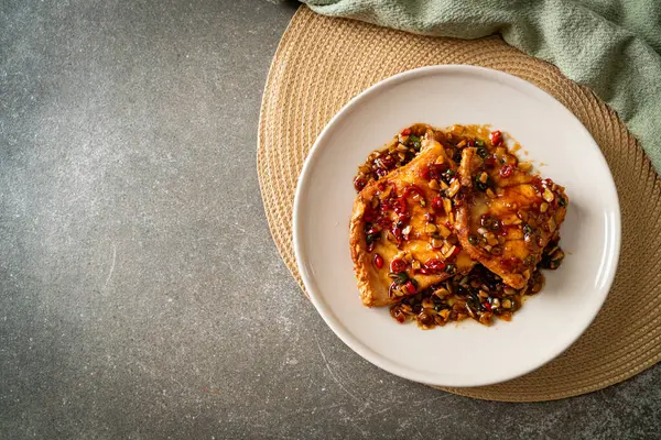 Fried Snapper Belly with Spicy Garlic Soy Sauce in Asian Style