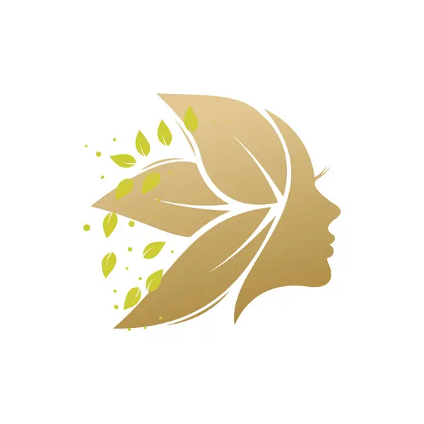 Schönheit Gesicht Logo Design Mit Einzigartigem Konzept — Stockvektor