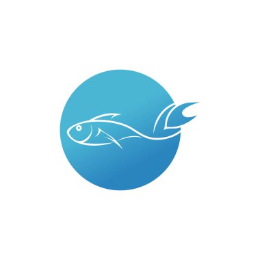 Balık ve yüzgeç logosu tasarım vektör çizimi kavramı